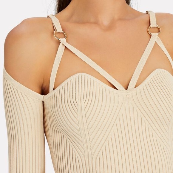 Nicholas Janine Rib Knit Cage Top Ivory Size Large - Picture 4 of 8